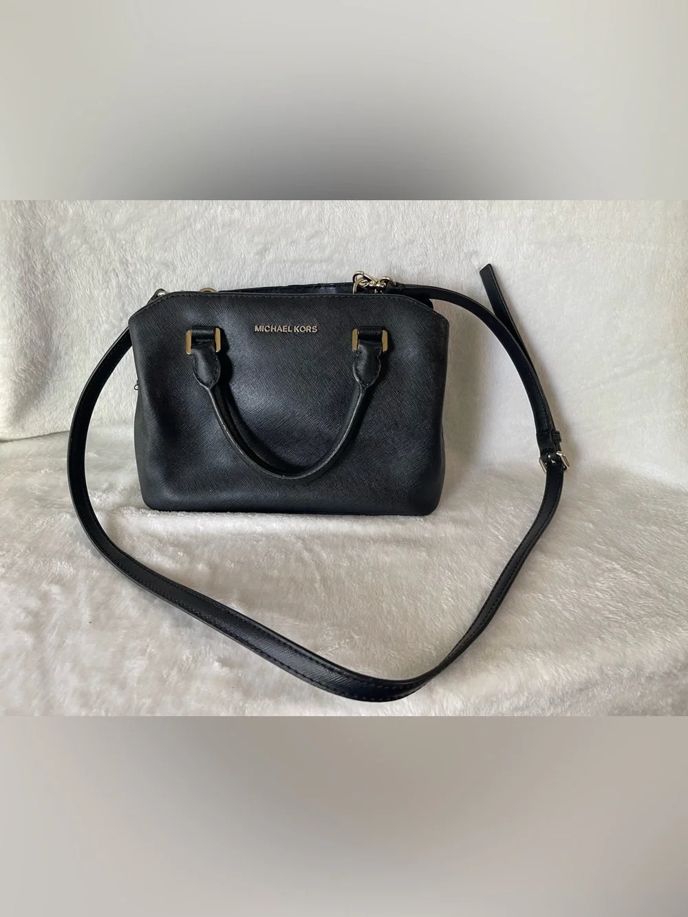 Michael Kors  handbag or Crossbody black leather purse  gold hardware